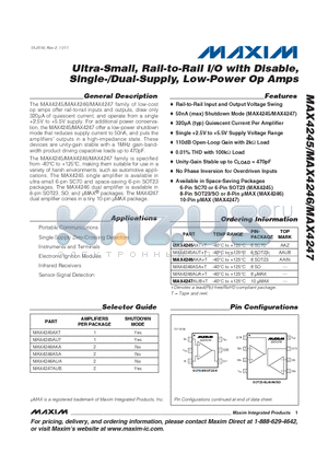 MAX4245_11 datasheet - Ultra-Small, Rail-to-Rail I/O with Disable, Single-/Dual-Supply, Low-Power Op Amps