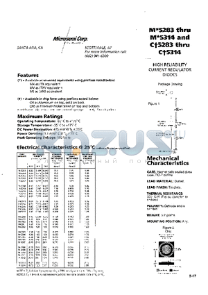 MX5289 datasheet - HIGH RELIABILITY CURRENT REGULATOR DIODES