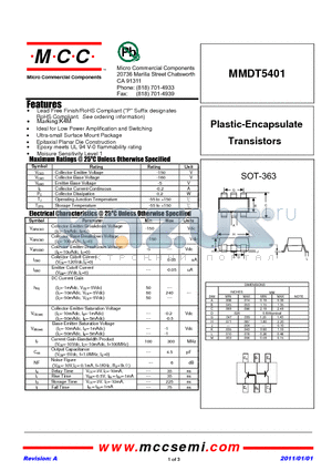 MMDT5401_11 datasheet - Plastic-Encapsulate Transistors