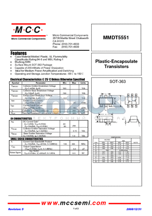 MMDT5551 datasheet - Plastic-Encapsulate Transistors