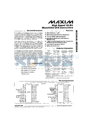 MX565ASD datasheet - High Speed 12-Bit Monolithic D/A Converters