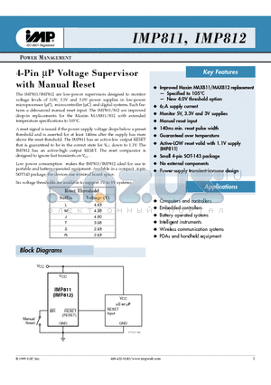 IMP811SEUS-T datasheet - 4-pin lP Voltage Supervisor with Manual Reset