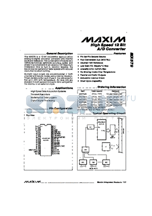 MX578TN datasheet - High Speed 12 Bit A/D Converter