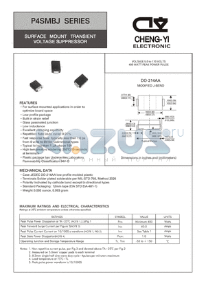 P4SMBJ15CA datasheet - SURFACE MOUNT TRANSIENT VOLTAGE SUPPRESSOR