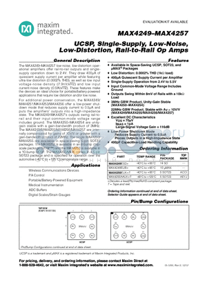 MAX4257_12 datasheet - UCSP, Single-Supply, Low-Noise, Low-Distortion, Rail-to-Rail Op Amps