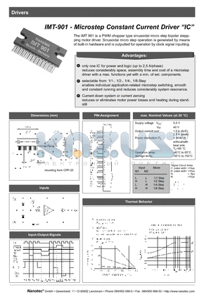 IMT-901 datasheet - Microstep Constant Current Driver IC