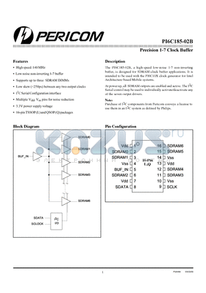 PI6C185-02BL datasheet - Precision 1-7 Clock Buffer