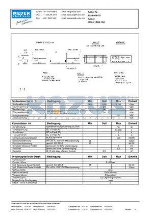 HE24-1B69-150_DE datasheet - (deutsch) HE Reed Relay