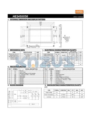 HE245XX50 datasheet - 240 X 128 Dots