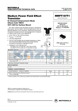 MMFT107T1 datasheet - MEDIUM POWER TMOS FET 250 mA, 200 VOLTS