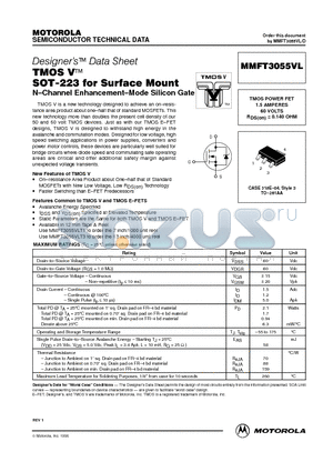 MMFT3055VL datasheet - TMOS POWER FET 1.5 AMPERES 60 VOLT