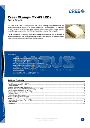 MX6SWT-A1-0000-000DE7 datasheet - Cree XLamp MX-6S LEDs