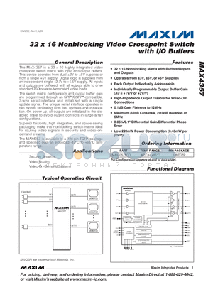 MAX4357_09 datasheet - 32 x 16 Nonblocking Video Crosspoint Switch with I/O Buffers