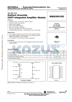 MMG2001R2 datasheet - GALLIUM ARSENIDE CATV INTEGRATED AMPLIFIER MODULE