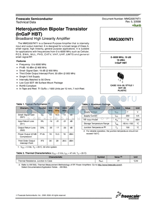 MMG3007NT1_08 datasheet - Heterojunction Bipolar Transistor (InGaP HBT)