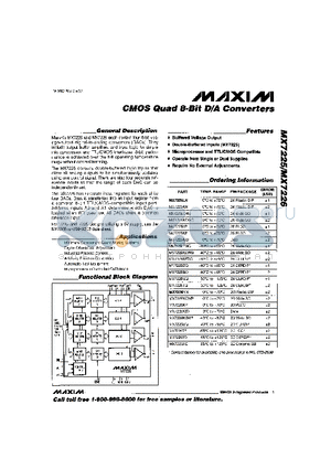 MX7225EQ datasheet - CMOS Quad 8-Bit D/A Converters