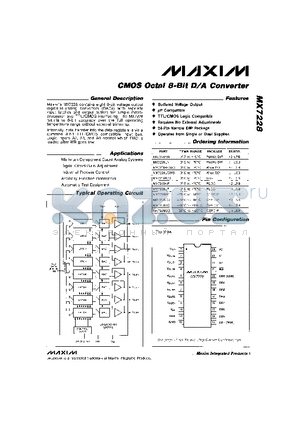 MX7228KP datasheet - CMOS Octal 8-Bit D/A Converter