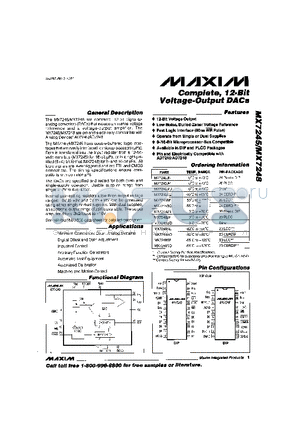 MX7245-MX7248 datasheet - Complete, 12-Bit Voltage-Output DACs