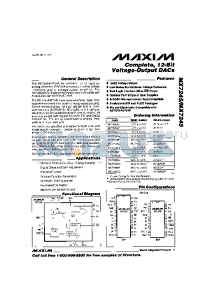 MX7245JN datasheet - Complete, 12-Bit Voltage-Output DACs