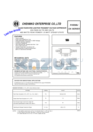 P4SSMJ82CAPT datasheet - GLASS PASSIVATED JUNCTION TRANSIENT VOLTAGE SUPPRESSOR