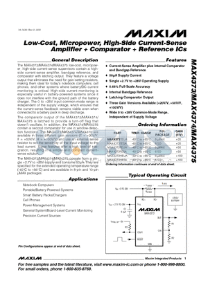 MAX4373TEUA datasheet - Low-Cost, Micropower, High-Side Current-Sense Amplifier  Comparator  Reference ICs