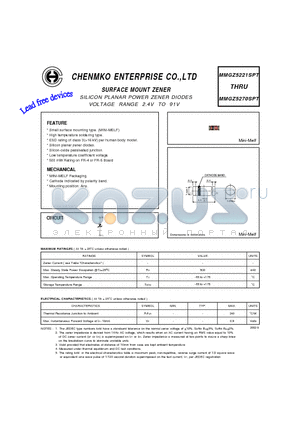 MMGZ5224SPT datasheet - SILICON PLANAR POWER ZENER DIODES