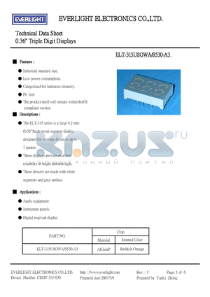 ELT-315USOWA/S530-A3 datasheet - 0.36 Triple Digit Displays