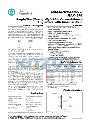 MAX4376_12 datasheet - Single/Dual/Quad, High-Side Current-Sense Amplifiers with Internal Gain