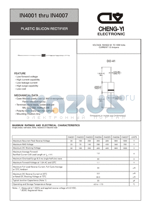 IN4004 datasheet - PLASTIC SILICON RECTIFIER