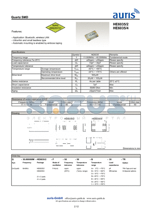 HE6035 datasheet - Quartz SMD