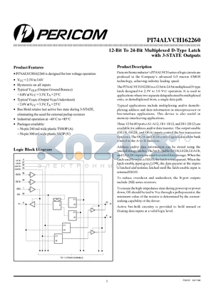 PI74ALVCH162260 datasheet - 12-Bit To 24-Bit Multiplexed D-Type Latch with 3-STATE Outputs
