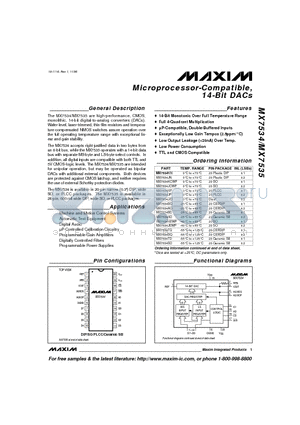 MX7535AQ datasheet - Microprocessor-Compatible, 14-Bit DACs