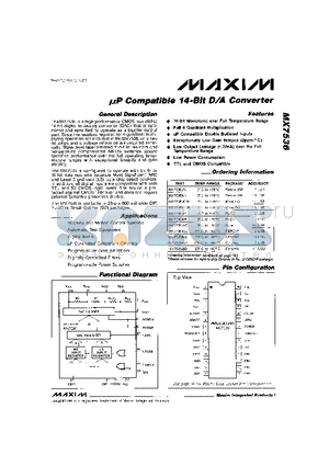 MX7536 datasheet - lP Compatible 14-Bit D/A Converter