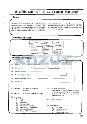 JR13JB-10PC datasheet - JR SERIES SHELL SIZE 13-25 ALUMINUM CONNECTORS