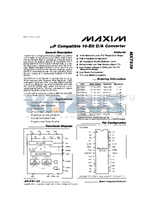 MX7536TD datasheet - lP Compatible 14-Bit D/A Converter