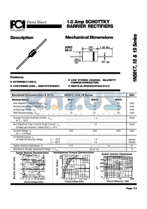 IN5819 datasheet - 1.0 Amp SCHOTTKY BARRIER RECTIFIERS