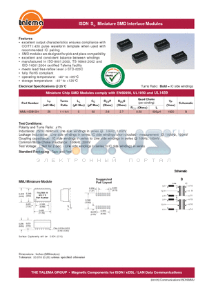 MMJ-100B-501 datasheet - Miniature SMD Interface Modules