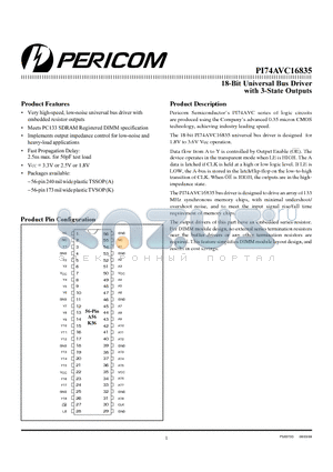 PI74AVC16835 datasheet - 18-Bit Universal Bus Driver with 3-State Outputs