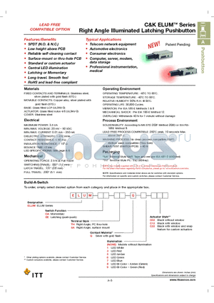 ELUMEETHQ3C22 datasheet - Right Angle Illuminated Latching Pushbutton