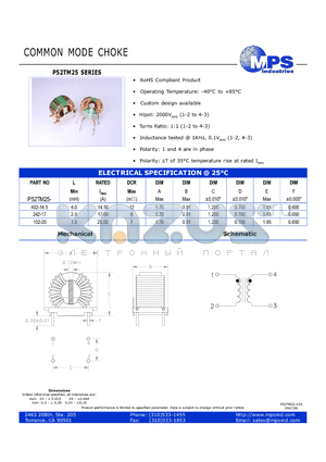 P52TM25-402-14.5 datasheet - COMMON MODE CHOKE