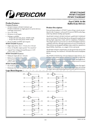 PI74FCT16244T datasheet - Fast CMOS 16-Bit Buffer/Line Drivers