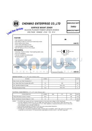 MMKZ5231BPT datasheet - SILICON PLANAR POWER ZENER DIODES