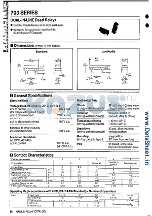 HE721B1205 datasheet - DUAL-IN-LINE Reed Relay