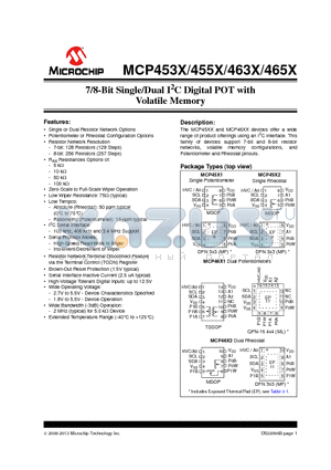 MCP4541 datasheet - 7/8-Bit Single/Dual I2C Digital POT with Volatile Memory