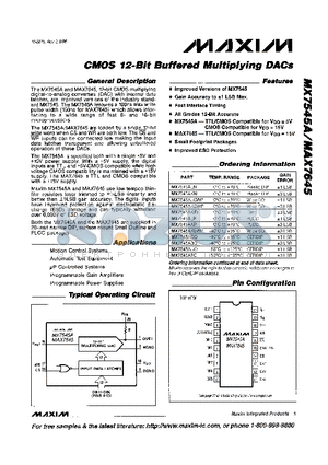 MX7545AKCWP datasheet - CMOS 12-Bit Buffered Multiplying DACs