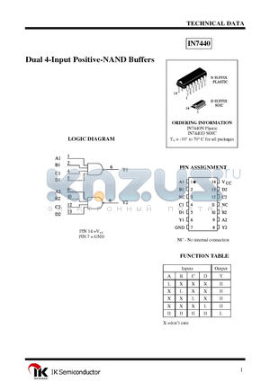 IN7440N datasheet - Dual 4-Input Positive-NAND Buffers