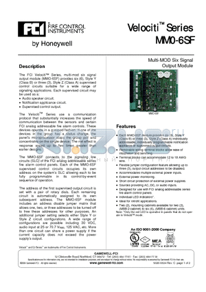 MMO-6SF datasheet - Multi-Mod 6 zone interface module