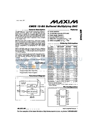 MX7545JCWP datasheet - CMOS 12-Bit Buffered Multiplying DAC