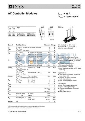 MMO36 datasheet - AC Controller Modules