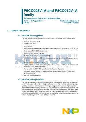 P5CC008XT datasheet - Secure contact PKI smart card controller